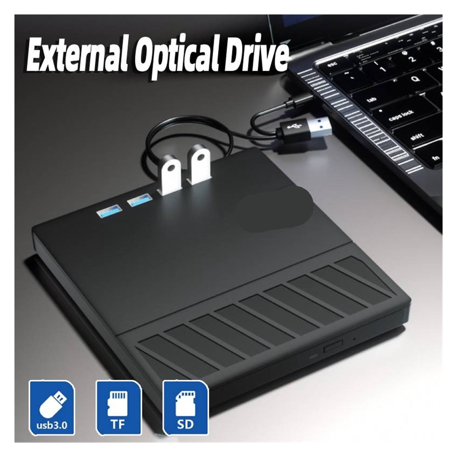 7-in-1 USB 3.0 Type C External CD DVD Player Burner Reader with SD/TF Port Portable Optical Disc Drive