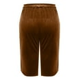 thumbnail image 6 of FRSASU Womens Capri Pants Knee Length Velvet Capris Spring Summer Straight Leg Loose Beach Shorts with Pockets Brown, 6 of 7