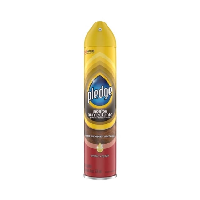 Lustrador Renovador de Muebles de Madera y Cuero en Aerosol Pledge Ambar y Argán 378 ml