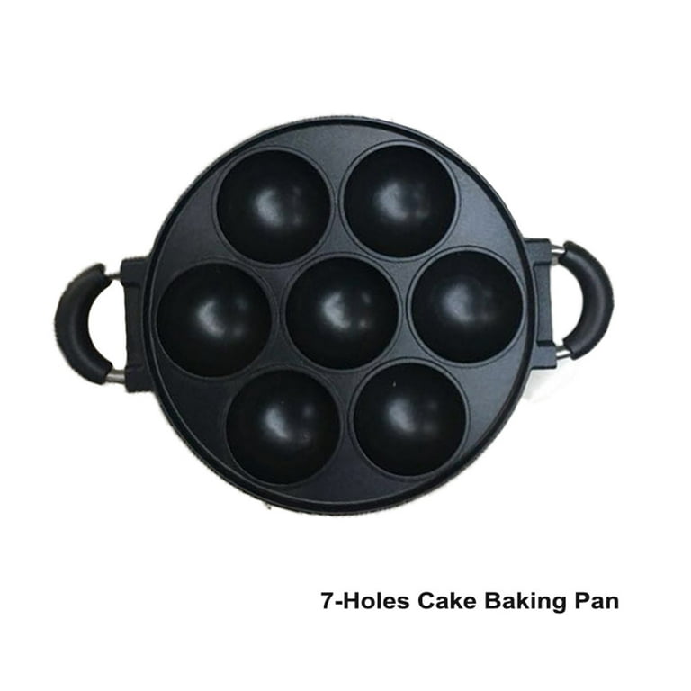 TONKBEEY 7-Hole Cake Cooking Pan Cast Iron Omelette Pan Non-stick Cooking  Pot 