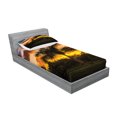 thumbnail image 2 of Ambesonne Tropical Fitted Sheet & Pillow Sham Set, Exotic Tree at Sunset, Twinxl, Orange Green, 2 of 2