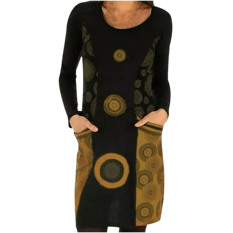 Fashion O-Neck Long-Sleeved Printed Dress Fashion O-Neck Long-Sleeved Printed Dress