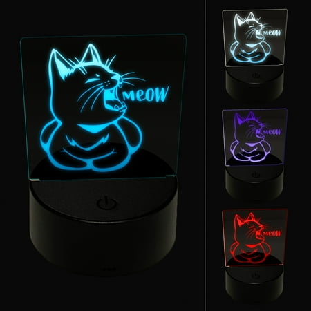 

Sleepy Kitty Yawning Meow LED Night Light Sign 3D Illusion Desk Nightstand Lamp