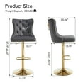 thumbnail image 2 of Velvet Gold Bar Stools Set of 4 Modern Counter Height Bar Stools with Lion Pull Ring Tufted High Back, Nailhead Upholstered Barstools for Home Kitchen, Swivel Adjustable Stool Chair in Dark Grey, 2 of 8