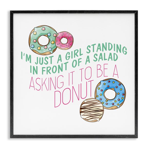 Stupell Industries Contemporary Humorous Donut Girl Quote Pastel Typography Black Framed Giclee Art, 12 x 12, by Kim Allen