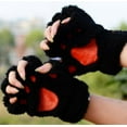 thumbnail image 6 of qolati Winter Plush Faux Fur Gloves for Women Cute Puffy Half Finger Bears Gloves Soft Warm Fuzzy Fleece Fingerless Mittens, 6 of 6