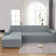 thumbnail image 3 of LiveGo L Shape Sofa Covers Sectional Sofa Couch Covers 2Pcs Stretch Sofa Slipcovers with 2Pcs Pillowcases for L-Shape 3+3 Seaters, Gray, 3 of 8