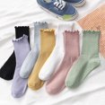 thumbnail image 7 of GZEFJRQM Athletic Socks Women 5 Pairs Ruffle Slouch Socks for Women Cute Cotton Crew Socks Frilly Knit Socks Ankle Socks for Women, 7 of 7