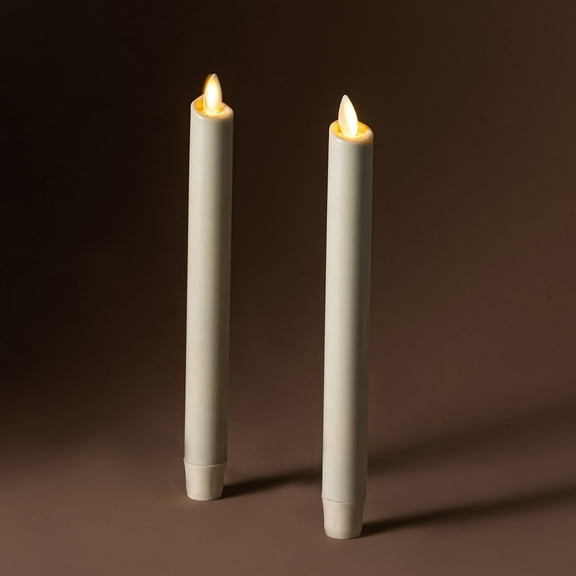 Flameless Ivory Taper Candles with Remote Battery Operated Set of 2