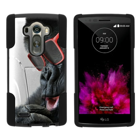 Cure Gorilla - LG G4 H815 STRIKE IMPACT Dual Layer Shock Absorbing Case with Built-In Kickstand - Gorilla with Sunglasses