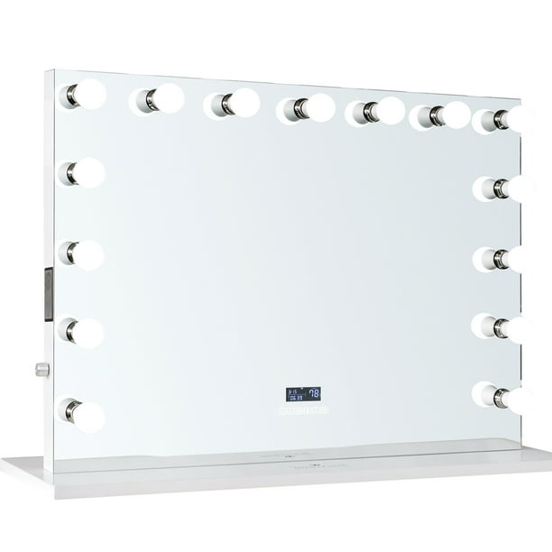Reigncharm Hollywood Vanity Mirror With Bluetooth Speakers 15 Led Bulbs Dual Outlets Usb 44 W X 33 H Walmart Com Walmart Com