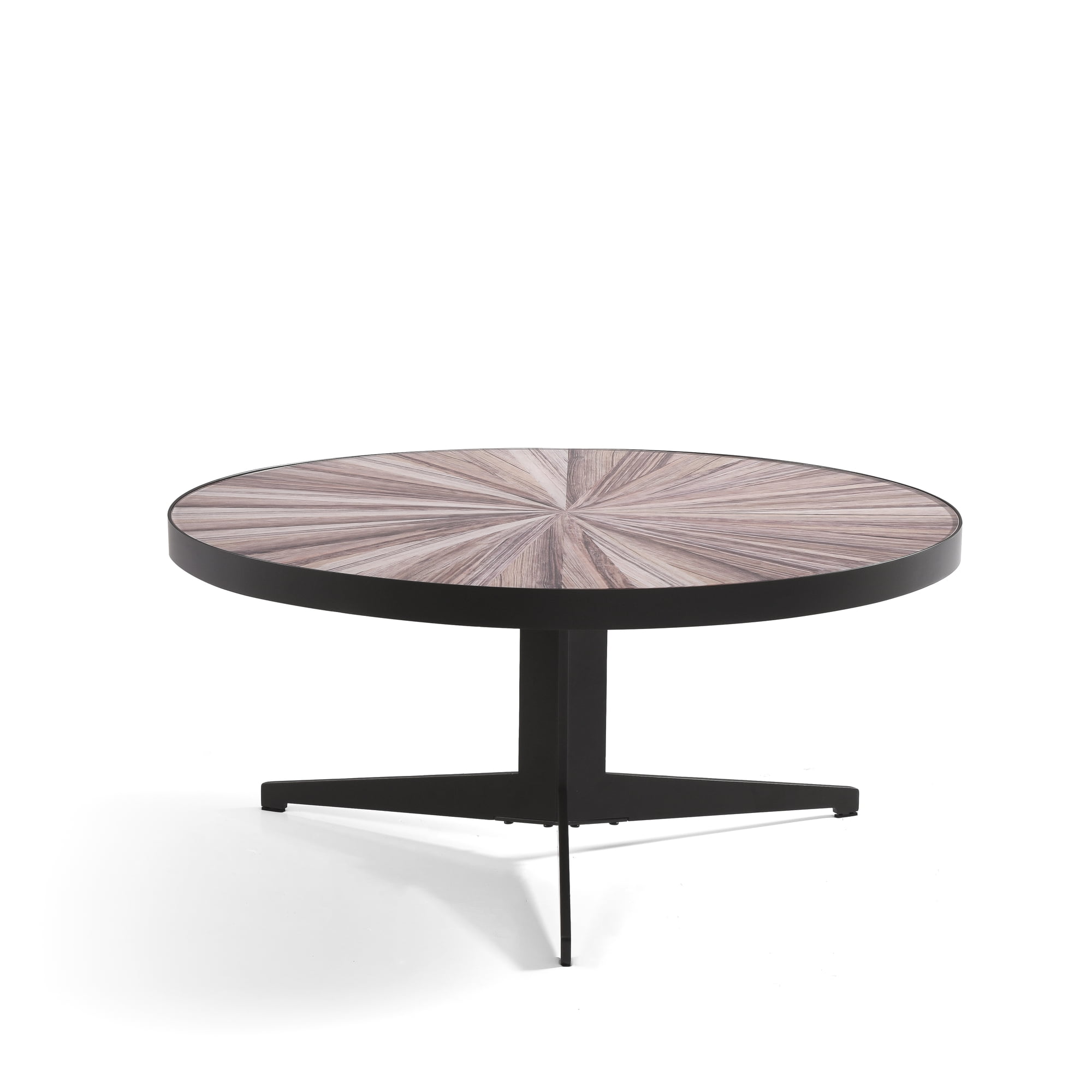 Beka Mid-Century Round Maroon Coffee Table Set with Tempered Glass Top - Set of 2
