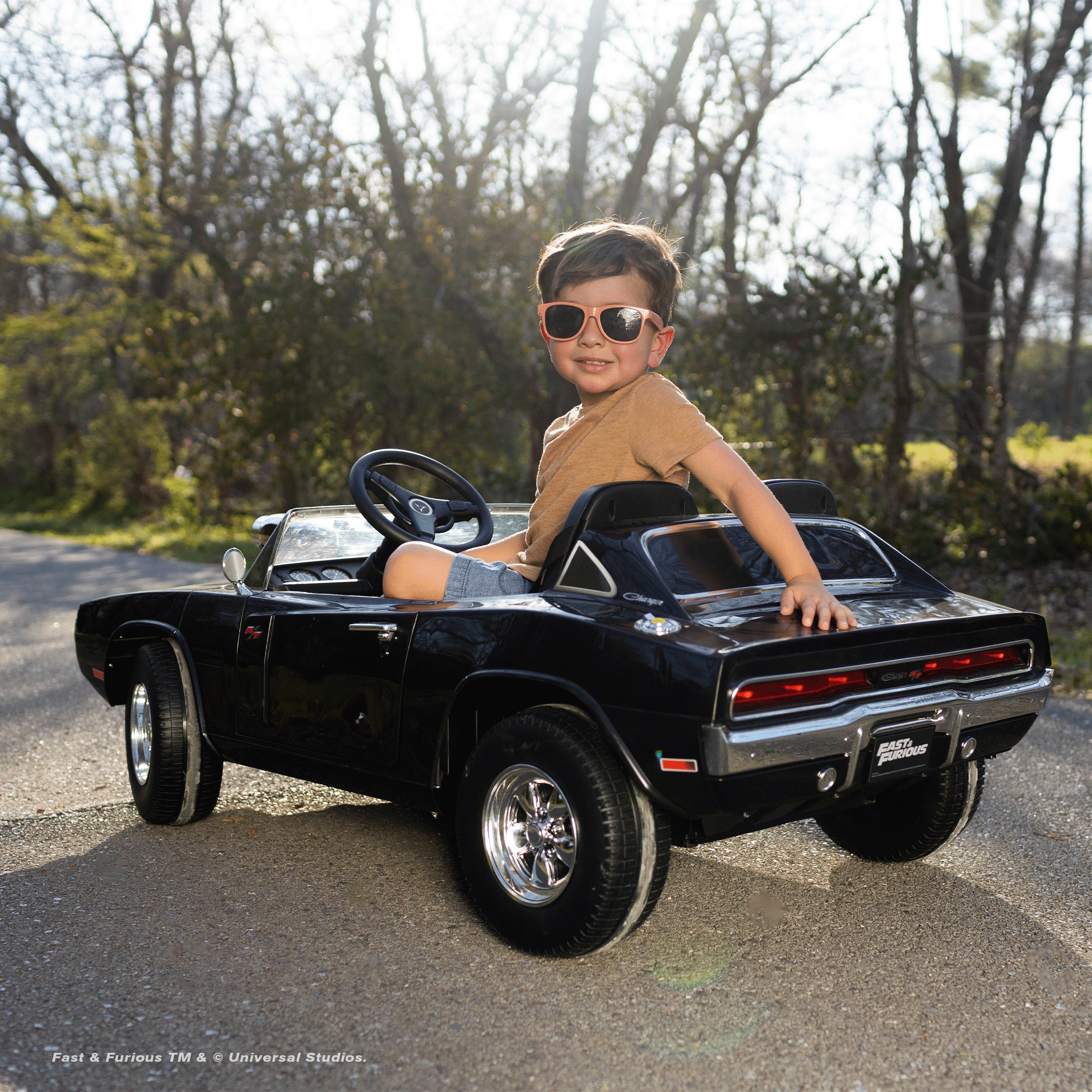 Fast & Furious Dodge Charger 12V Kids Ride on Car by Hyper Toy Company, Battery Powered Electric Vehicle with Parental Remote Control, Children Ages 3+