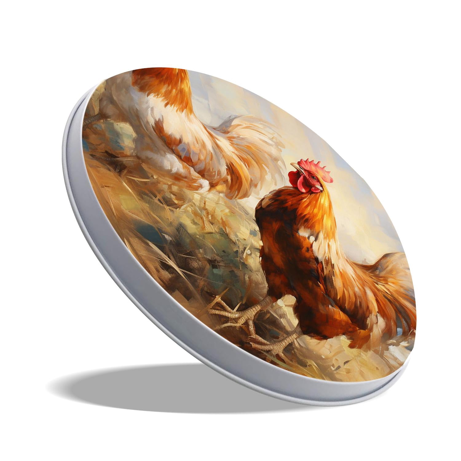 Stove Burner Covers 4 Pcs for Decorative Gas Stove Burner Cover 8Inch And 10Inch ,Rooster and chickens Beautiful Painting