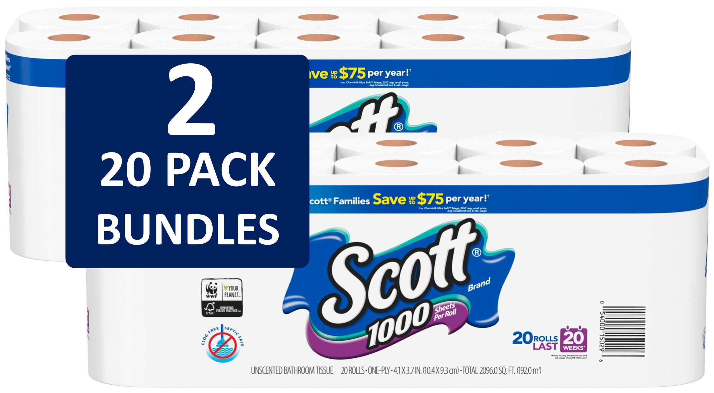 Scott 1000 Toilet Paper, 40 Rolls, 40,000 Sheets