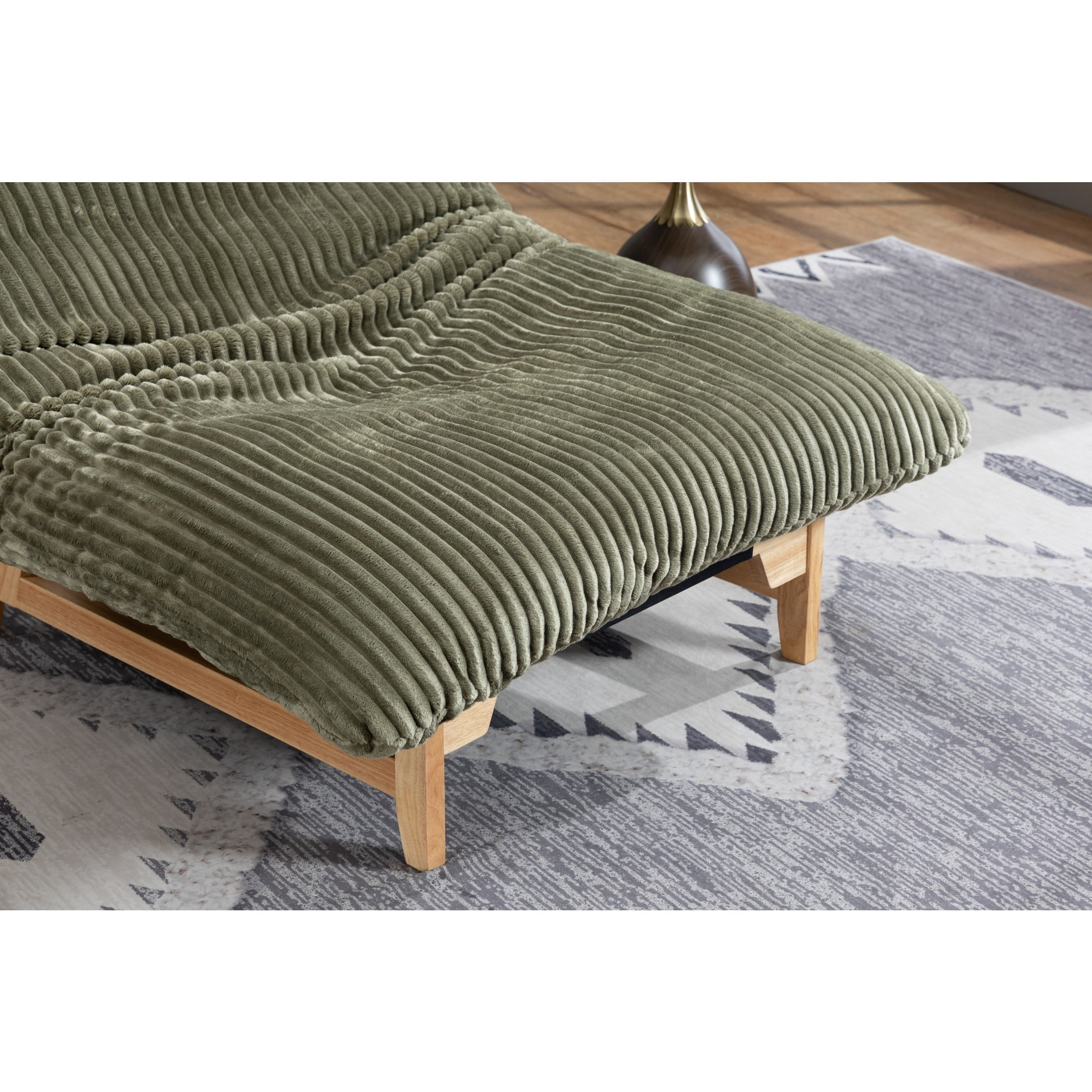 GDF Studio Floren Corduroy Bean Bag Accent Chair with Solid Wood Frame, Lazy Sofa for Living Room, Green
