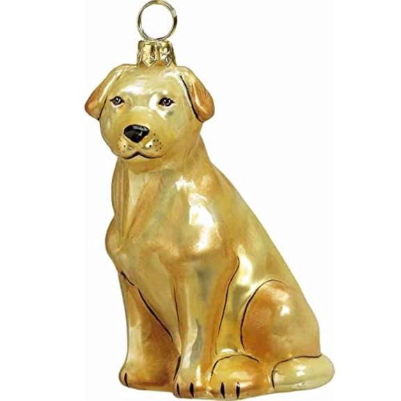 Sitting Yellow Labrador Retriever Polish Glass Christmas Ornament Decoration New