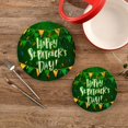thumbnail image 2 of GZHJMY Enjoy Happy St.Patrick's Day Heat Resistant Trivets Potholders 2PCS, Round Cotton Weave Handmade Pot Holder, Non-Slip Hot Mats Kitchen Dining Plate Mat for Kitchen Pans Bowl Teapot, 2 of 7