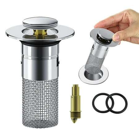 

Wmhsylg Faucets Sink Drain Plug 34—40 Mm Stainless Drain Strainers Made of Rustproof Basin Drain Filter Sink Strainer Sink Plug Drain Plug for 34—40 Mm Drain Hole 1pc