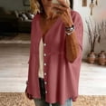 thumbnail image 4 of LEKWK 3/4 Length Sleeve Womens Tops Button Down V Neck Comfy Linen Shirts Loose Fit Skin Friendly Soft Lightweight Casual Tops, 4 of 8