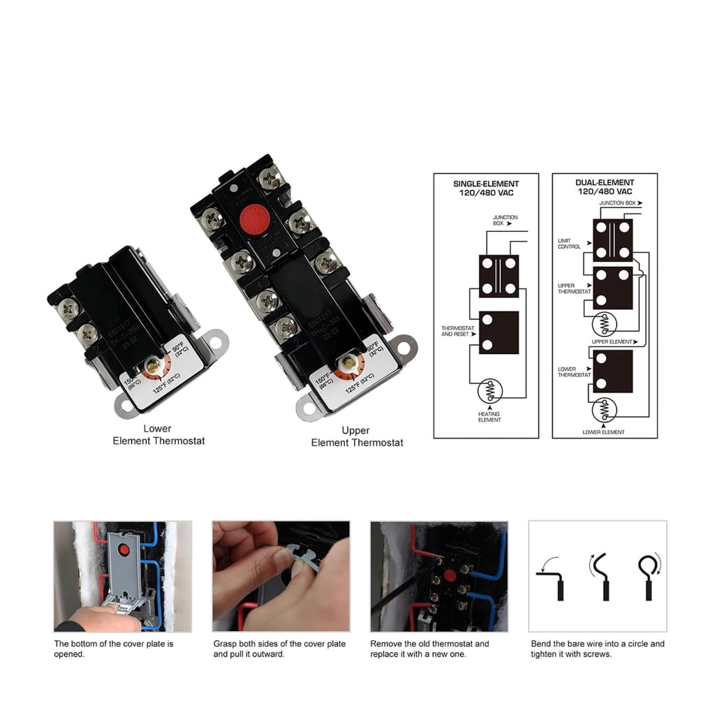 SP210245 Electric Water Heater Thermostats Upper And Lower Thermostat Temperature Controller For Double Element Heaters