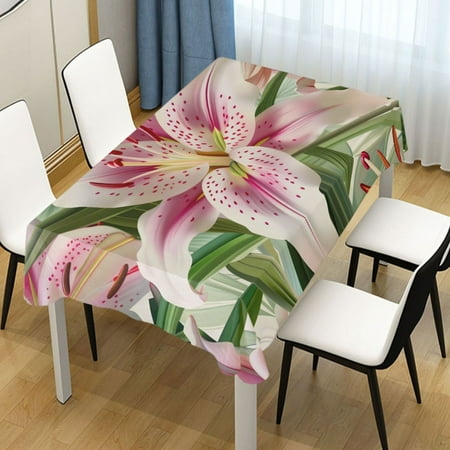 

Ryvnso Blossom Lily Flower Rectangle Table Cloth Tablecover Dinning Tablecloth 54 x72