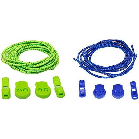 

Elastic No Tie Shoelaces for Adults and Children (2-Pack) (47 with Locking System Blue & Green)