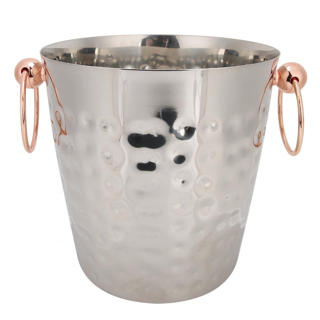Cubo de hielo portátil de acero inoxidable de 3 l, recipiente para champán con asa para uso en bar en casa