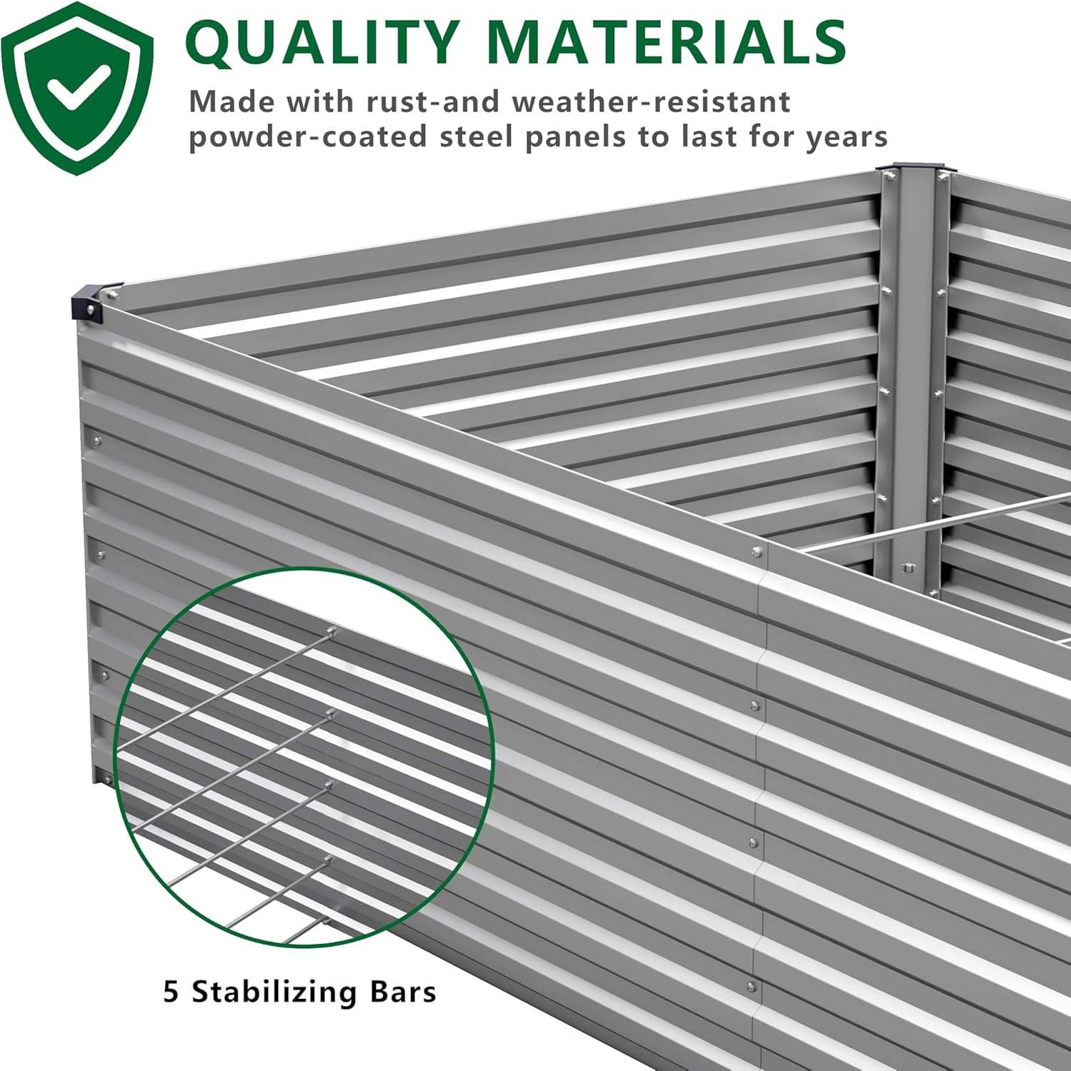 8x4x2FT Galvanized Raised Garden Bed Kit,Vegetable Plant Boxes-Rectangle Metal Flower Box,Large Planter Raised Beds Outdoor Garden for Planting,Fruit,Herb-Silver