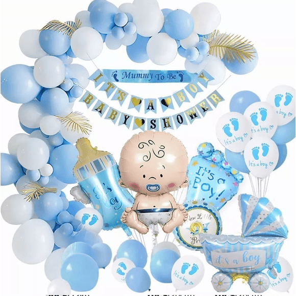 Decoración Baby Shower Niño Belug Set Globo azul/blanco