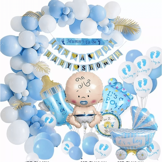 Decoración Baby Shower Niño Belug Set Globo azul/blanco