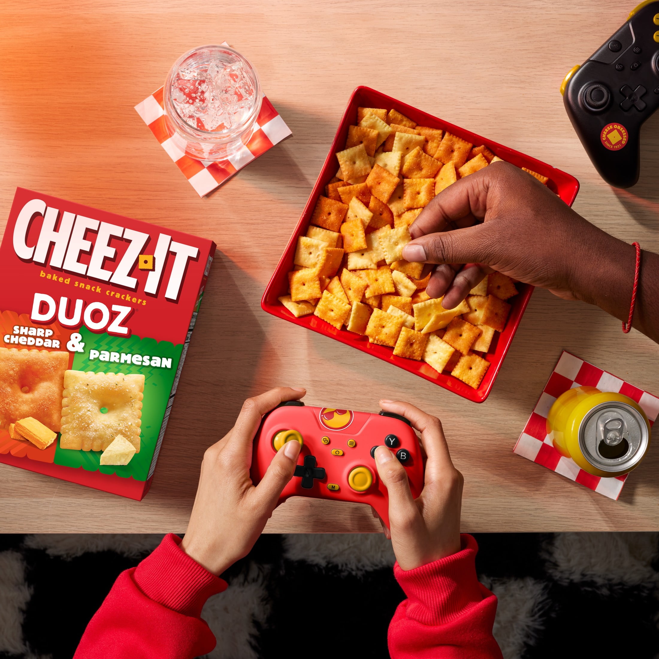 (12 pack) Cheez-It DUOZ Sharp Cheddar and Parmesan Baked Snack Crackers, Lunch Snacks, 12.4 oz