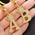 thumbnail image 1 of collares para mujer cadena hombre gargantilla mujer one Collar de cadena con colgante para mujer y hombre, joyería con colgante de aleación de circonia A-Z, corona, alfabeto, Punk, Hip-Hop, nombre ini, 1 of 3