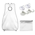 thumbnail image 2 of Graflsoa Beard Grooming Apron with Zippered Pouch & Suction Cups, White Polyester Fiber, 116x78cm, Compact & Lightweight Design, 2 of 7