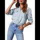 thumbnail image 3 of Blusa Vaquera Informal de Larga con Cuello en V y Botones para Mujer Azul S, 3 of 10