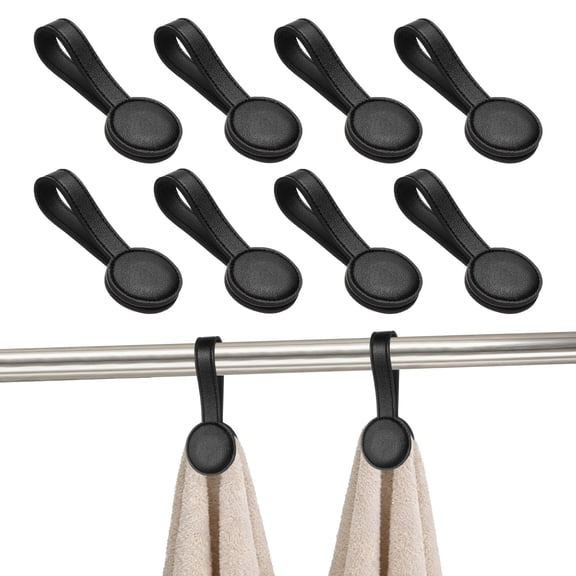 Uxcell 8 Pcs Kitchen Magnetic Towel Clips Leather Towel Holder Clip Hand Hooks Kitchen Accessories Black