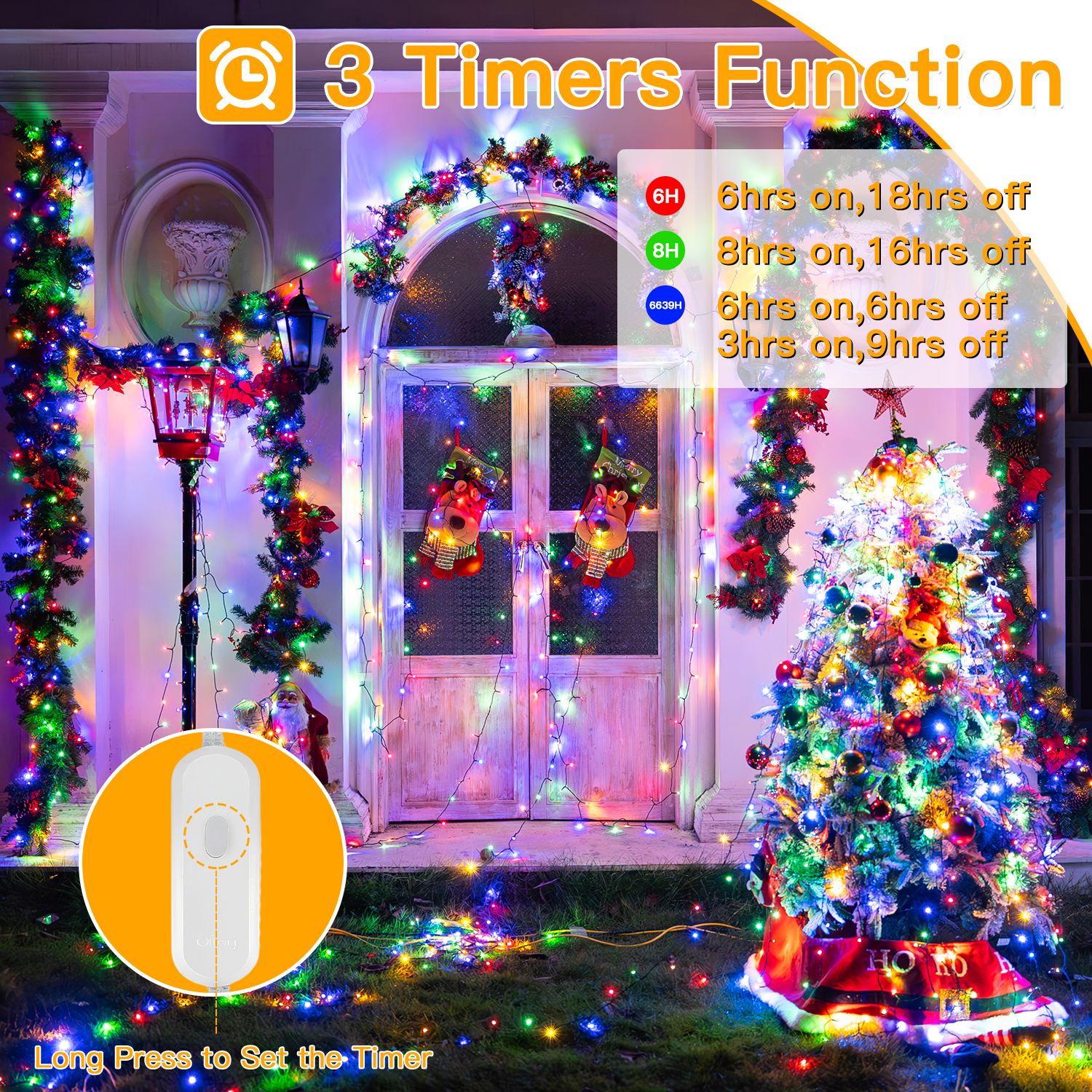 Ollny 66ft 200 LED Christmas String Lights Multicolor photo 4