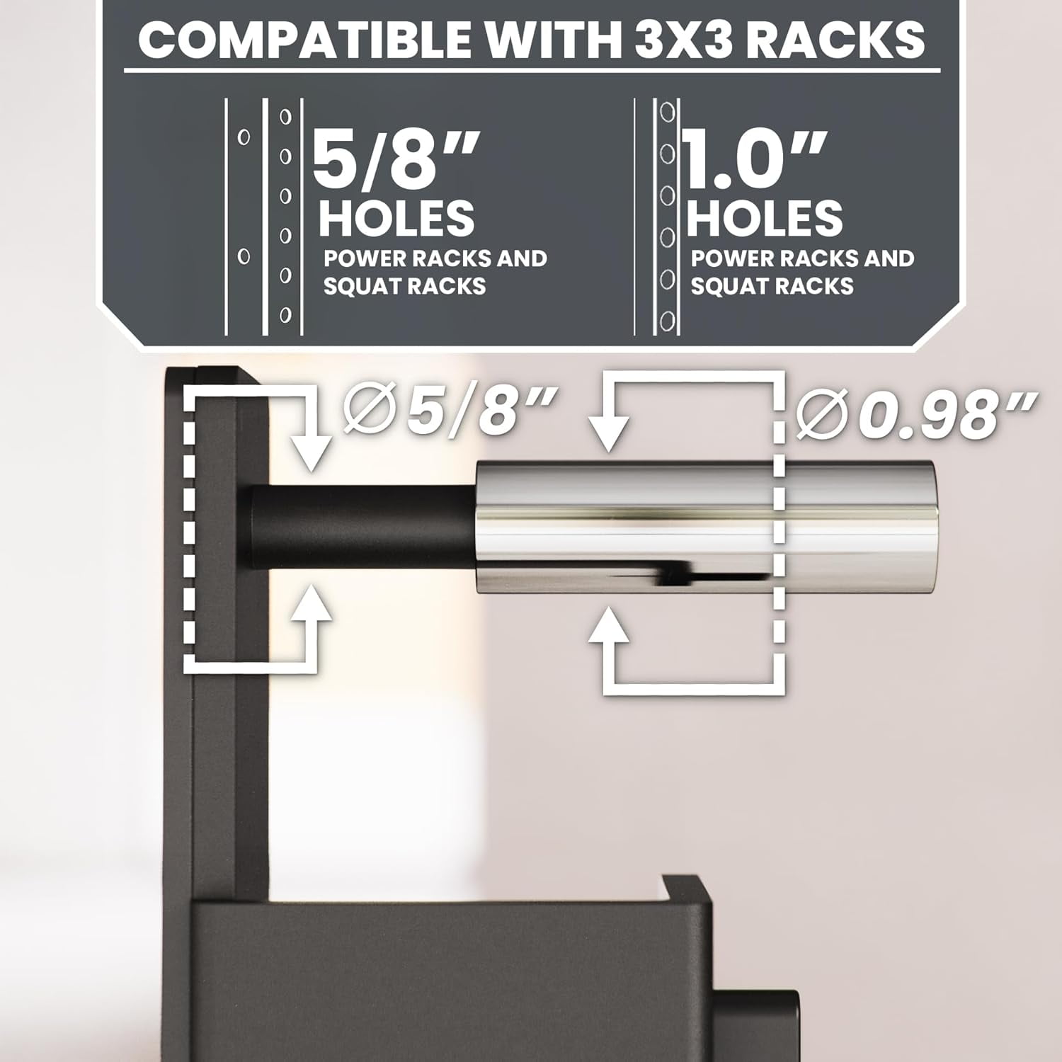 J-Hooks for Power and Squat Racks - 750 LB Capacity, 3.4 Inch Shelf, Compatible with 2x3 and 3x3 Racks