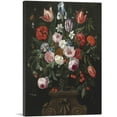 thumbnail image 1 of ARTCANVAS Still Life Tulips Roses Whitish Iris Cherries Peas Flowers Surrounded Insects Canvas Art Print by Jan Van Kessel Elder - Size: 26" x 18" (1.50" Deep), 1 of 9