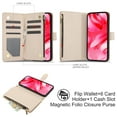 thumbnail image 2 of Decase for Google Pixel 9A Wallet Phone Case with Crossbody Lanyard Strap&Wrist Strip,Shockproof Stylish Zipper Pockets Case with Card Slots+Cash Slots,PU Leather Folio Book Design,Apricot, 2 of 9