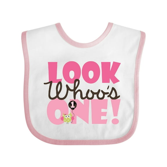 Inktastic Look Who is One Owl Girls Baby Bib