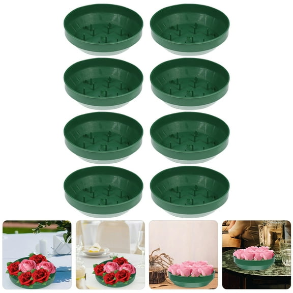 USHOBE 8Pcs Green Plastic Floral Foam Trays for Special Events and Minimalist Flower Arrangements