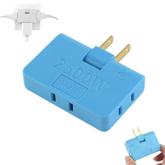 NAOJIE 3 Way Flat Wall Plug Outlet Extender - 2 Prong Rotatable Socket Mini Plug Adapter(Quick & Space Saving)-Blue,3 Way Plug Adapter,Flat Outlet Plug,Flat Wall Plug