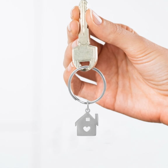 WHAMVOX 2pcs Polished Housewarming Party Favor Precision Stainless Steel House Keyring Key Chain For Decor Cute Keychain Accessories