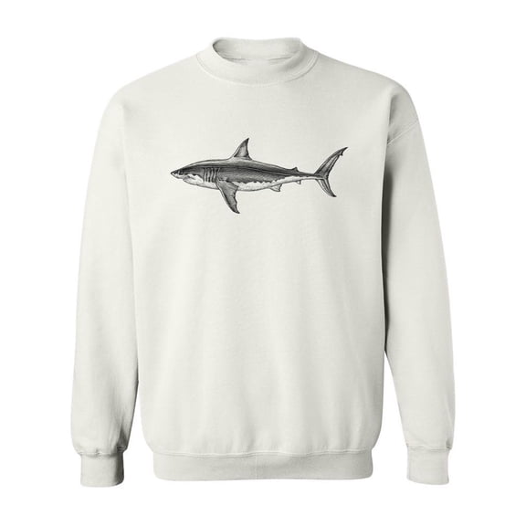White Shark Drawing Sweatshirt Men -Image by Shutterstock, Male 3X-Large
