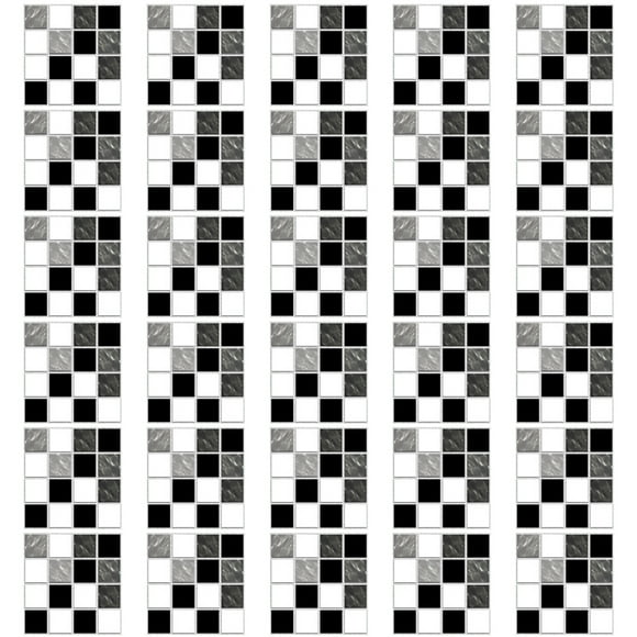 Porcelain Mosaic Backsplash, Checkerboard Design, Easy Install and Maintain for Smooth Surfaces (PVC)