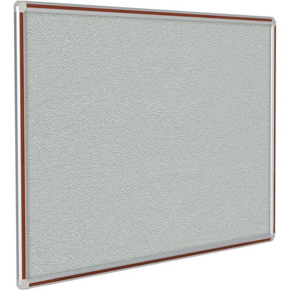 Pemberly Row Vinyl 4' x 4' Bulletin Board with Cherry Trim in Gray