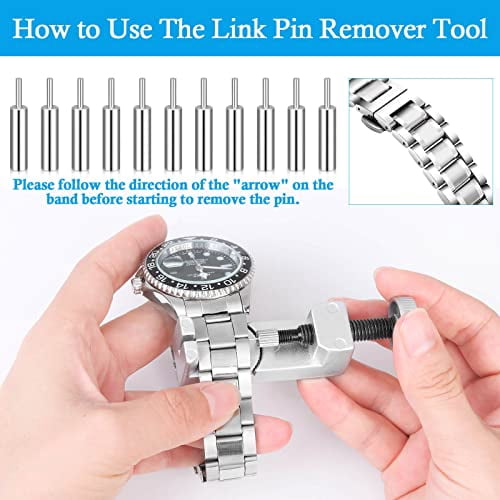 Watch Link Removal Tool Kit,Watch Pin Removal Tool with 12pcs Replacement Pins and 3pcs Pin Punches for Watch Band Remover,Watch Bracelet Sizing,Watch Strap Adjustment and Watch Repair