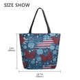 thumbnail image 5 of Open Top Canvas Tote Bag with Zipper Reusable Shopping Bag 13.5x15" Roomy Carryall Red Butterflies and Flags, 5 of 9