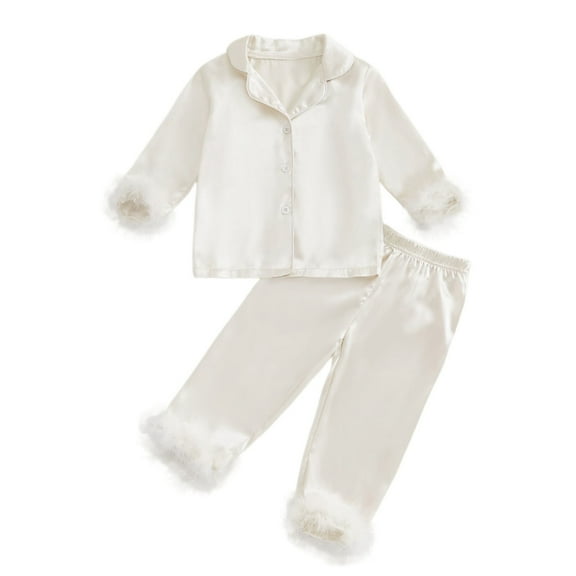 TBWNWG Kids Satin Pajamas Sets Girls Boys Button-Down Silk Pajamas Sleepwear,Size 14 Years